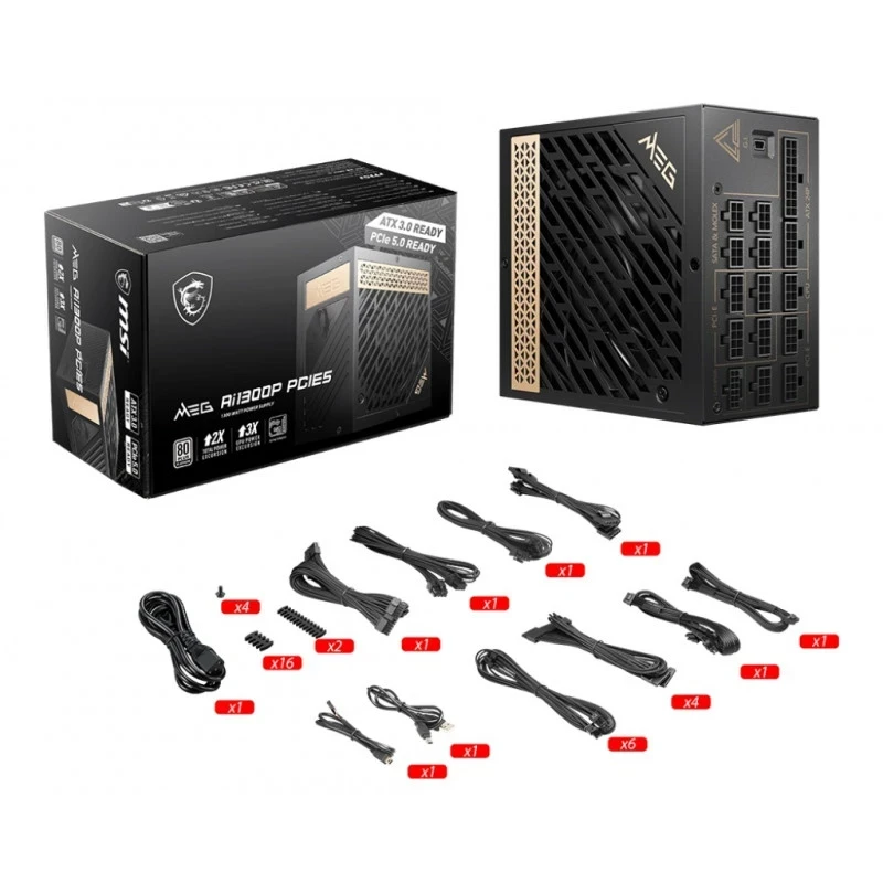 Alimentation MSI MEG AI1300P PCIE5 1300 W - ATX 3.0 - 80Plus PLATINIUM