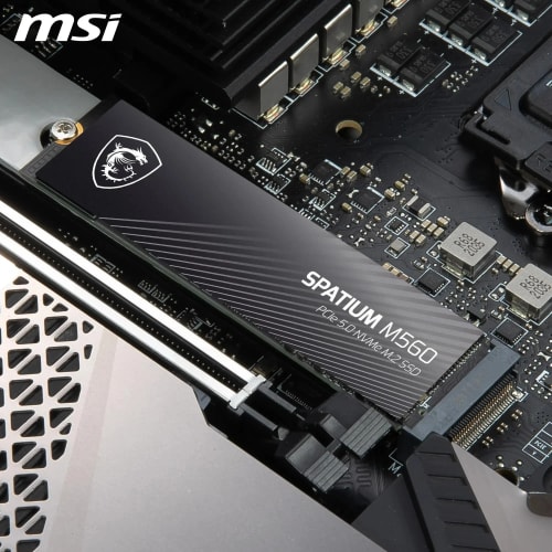MSI SPATIUM M560 SSD 1TB - Disque SSD Interne 1 to PCIe 5.0 NVMe M.2, Lecture 10200 MB/s, Écriture 8400 MB/s, 3D NAND, Sécurité des Données Intégrée, Center - Garantie 5 Ans (600 TBW)