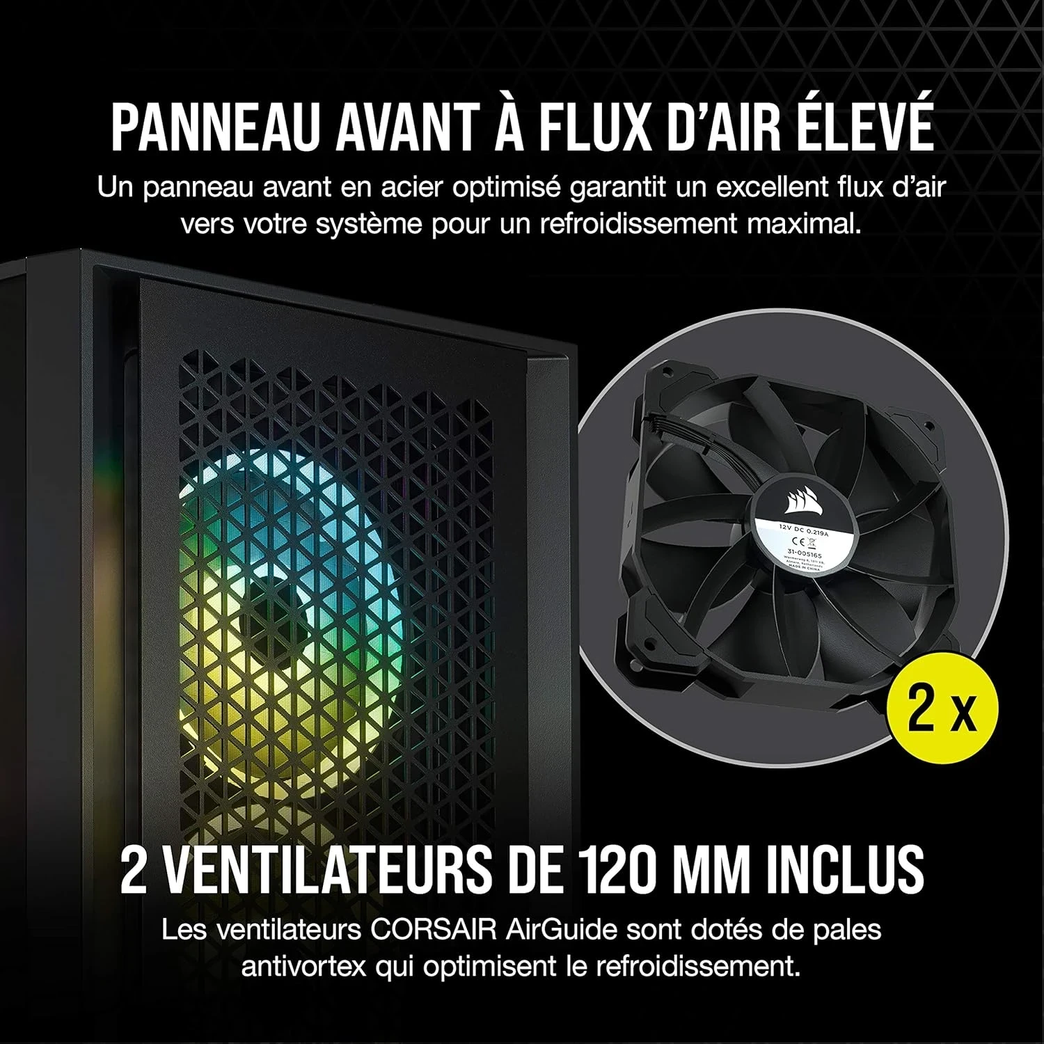 Corsair 4000D Airflow Noir Boîtier ATX Moyen Tour en Verre Trempé