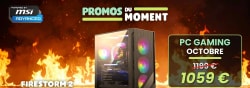 Boîtier d’ordinateur MSI lumineux au centre d’un paysage volcanique en fusion, avec texte promotionnel et indication « Inferno 2 ».
