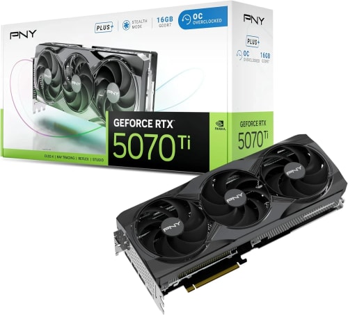 PNY Carte Graphique GEFORCE RTX™ 5070 Ti 16Go Overclocked Triple Fan Plus DLSS 4