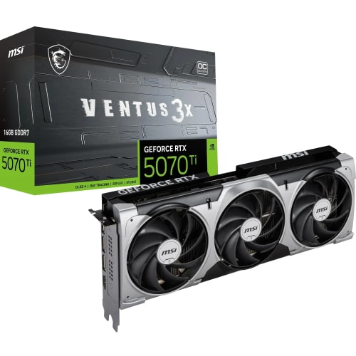 MSI NVIDIA GeForce RTX 5070 Ti 16G Ventus 3X OC Carte Graphique - 16 Go GDDR7 (28 GB/s /256 Bits), PCIe 5.0 - Triple Ventilateur (3X Ventilateurs TORX 5.0), HDMI 2.1b, DisplayPort 2.1b