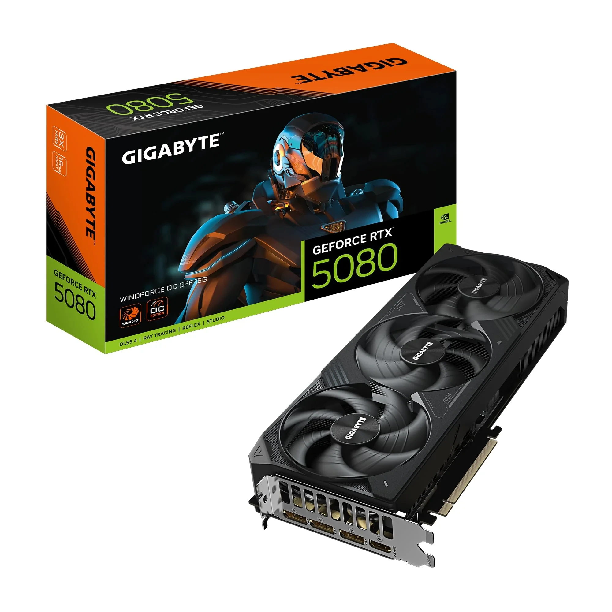 GIGABYTE GeForce RTX 5080 WINDFORCE OC SFF 16G Carte Graphique - 16 Go GDDR7, 256 Bits, PCI-E 5.0, 2670MHz Fréquence du Cœur, 3 x DP 2.1a, 1 x HDMI 2.1b, GV-N5080WF3OC-16GD