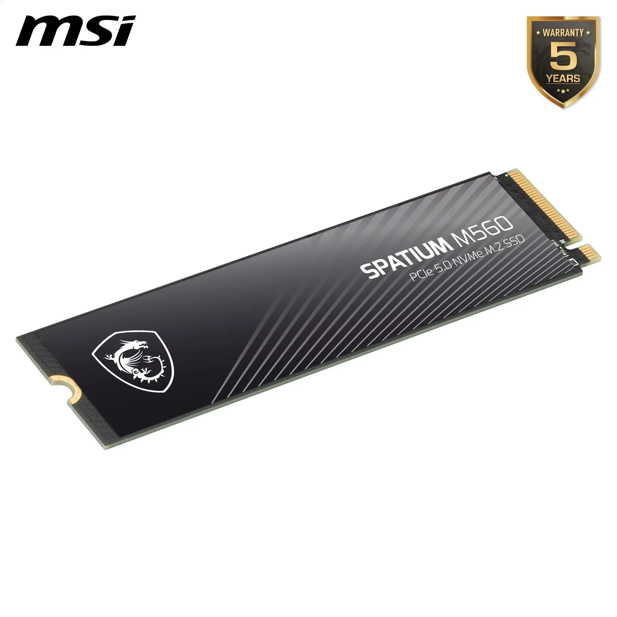 MSI SPATIUM M560 SSD 1TB - Disque SSD Interne 1 to PCIe 5.0 NVMe M.2, Lecture 10200 MB/s, Écriture 8400 MB/s, 3D NAND, Sécurité des Données Intégrée, Center - Garantie 5 Ans (600 TBW)