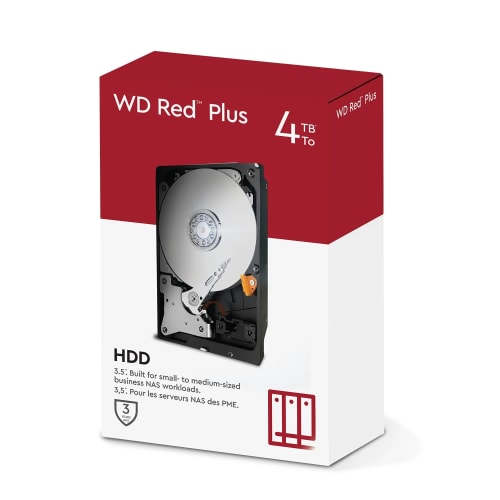 WD Red Plus Disque Dur Interne NAS 3,5" 4 to – Classe 5400 TR/Min, SATA 6 Go/s, CMR, 256 Mo de Cache