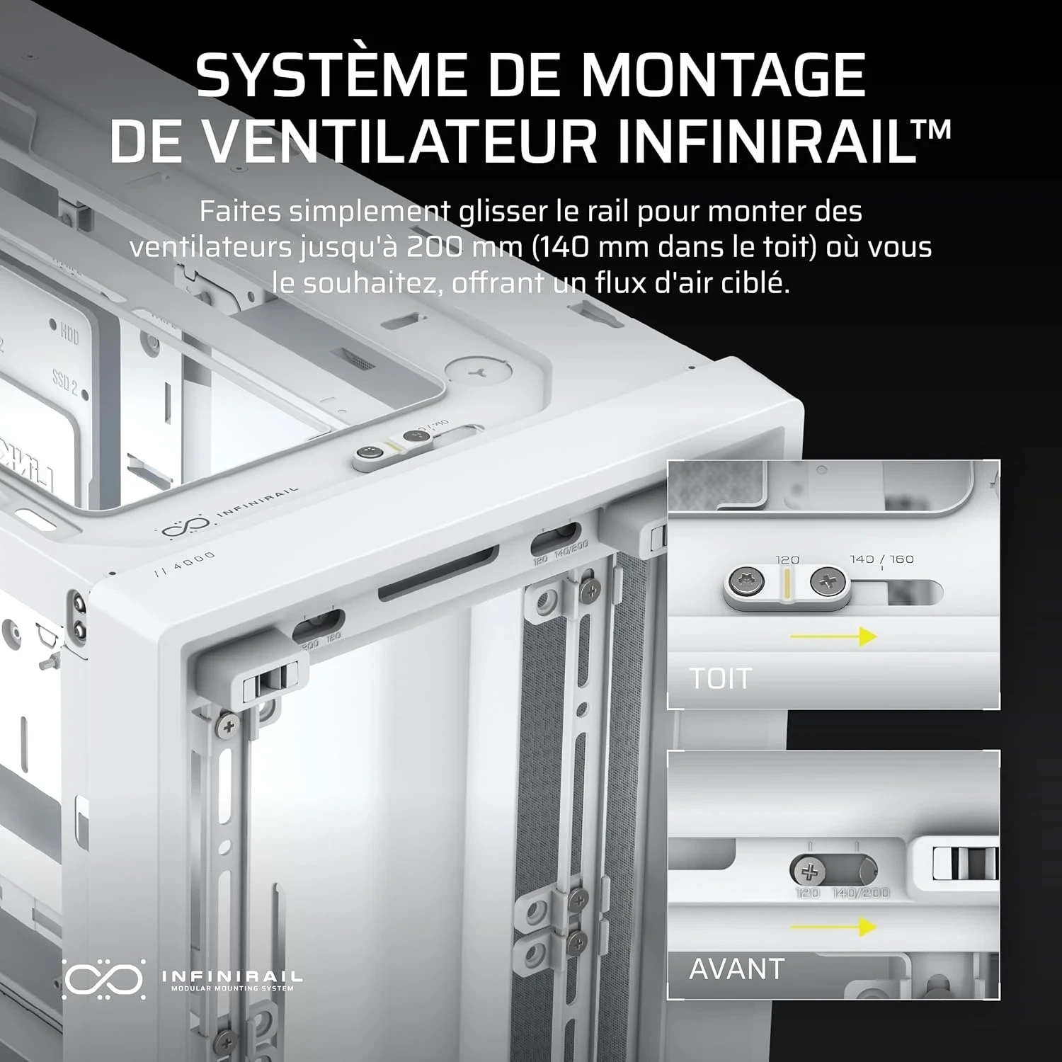 Corsair 4000D Airflow Blanc Boîtier ATX Moyen Tour en Verre Trempé