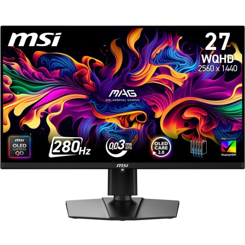 MSI MAG 271QP QD-OLED X28 écran Gaming 27" WQHD - Dalle Quantum Dot OLED 2560 x 1440, 280Hz / 0,03ms, DisplayHDR True Black 400, HDMI 2.1, DP 1.4a, USB-C (PD 15W), Hauteur et Inclinaison réglables,