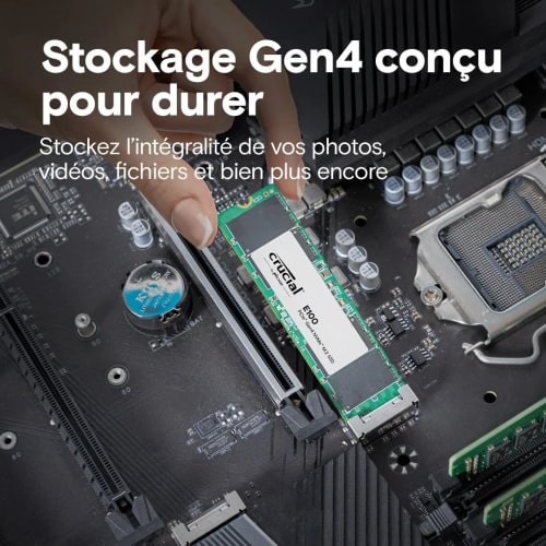 Crucial E100 2To PCIe Gen4 NVMe M.2 SSD Interne, Jusqu’à 5000 Mo/s, Compatible avec Ordinateur Portable et de Bureau - CT2000E100SSD8