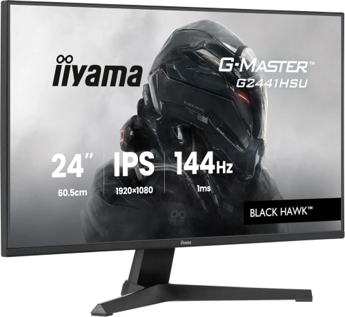 iiyama G-Master Black Hawk G2441HSU-B1 Écran 23.8" IPS 1920x1080@144Hz 1ms 350cd 1500:1 Haut-parleurs HDMI/DP/USB HUB (2x2.0) Black Tuner PC Gamer