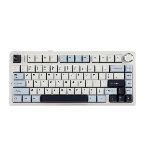 Aula F75 Clavier Mécanique Gasket à 75%, sans Fil/BT/USB-C, avec Cinq Couches de Coussinets, Bouton, RVB, Batterie, NKRO,QWERTY (Light Blue, LEOBOG Reaper Switch)