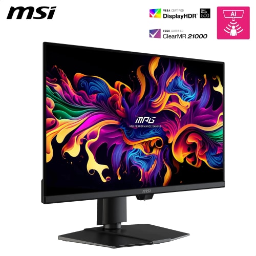 MSI MPG 271QR QD-OLED X50 écran Gaming 27 Pouces WQHD - Dalle Quantum Dot OLED 2560 x 1440, 500Hz / 0,03ms, DisplayHDR True Black 500, capteur AI Care, HDMI™ 2.1, DP 2.1a, USB C (98 W PD), Noir