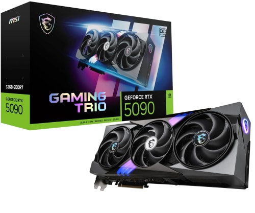 MSI NVIDIA GeForce RTX 5090 32G Gaming Trio OC Carte Graphique Gaming GDDR7 512 Bits, Fréquence Boost jusqu'à 2497 MHz, PCIe Gen 5, DLSS 4, DP 2.1 x 3, HDMI 2.1 x 1, ATX