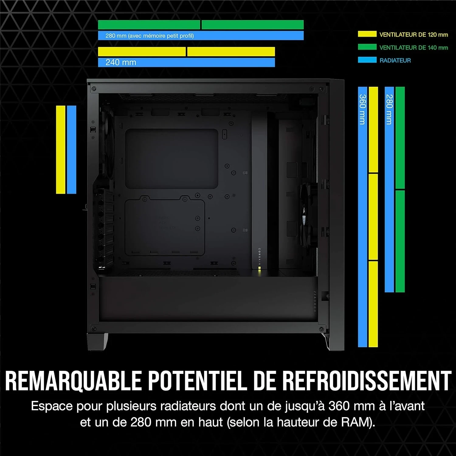 Corsair 4000D Airflow Noir Boîtier ATX Moyen Tour en Verre Trempé