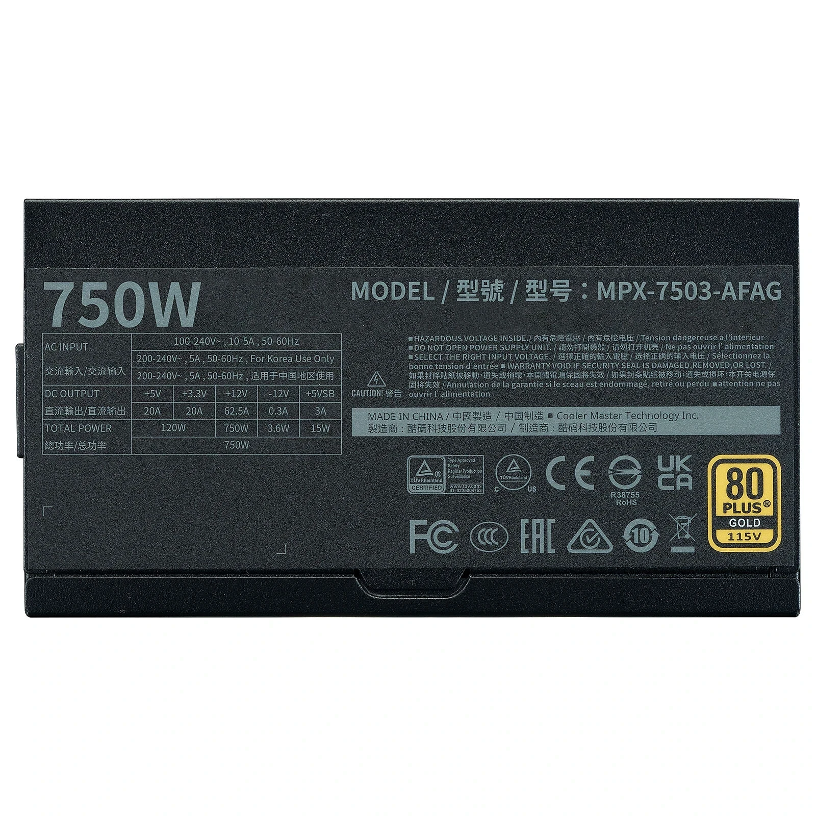 Cooler Master MWE Gold 750 V2 ATX 3.0 - Alimentation  750 W 24-pin ATX Noir