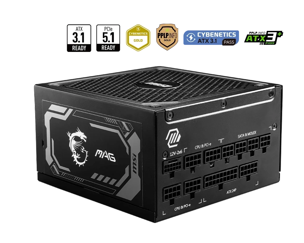 MSI MAG A1000GL -80+ GOLD - PCIE 5 - ATX3.1 - GARANTIE 7 ANS