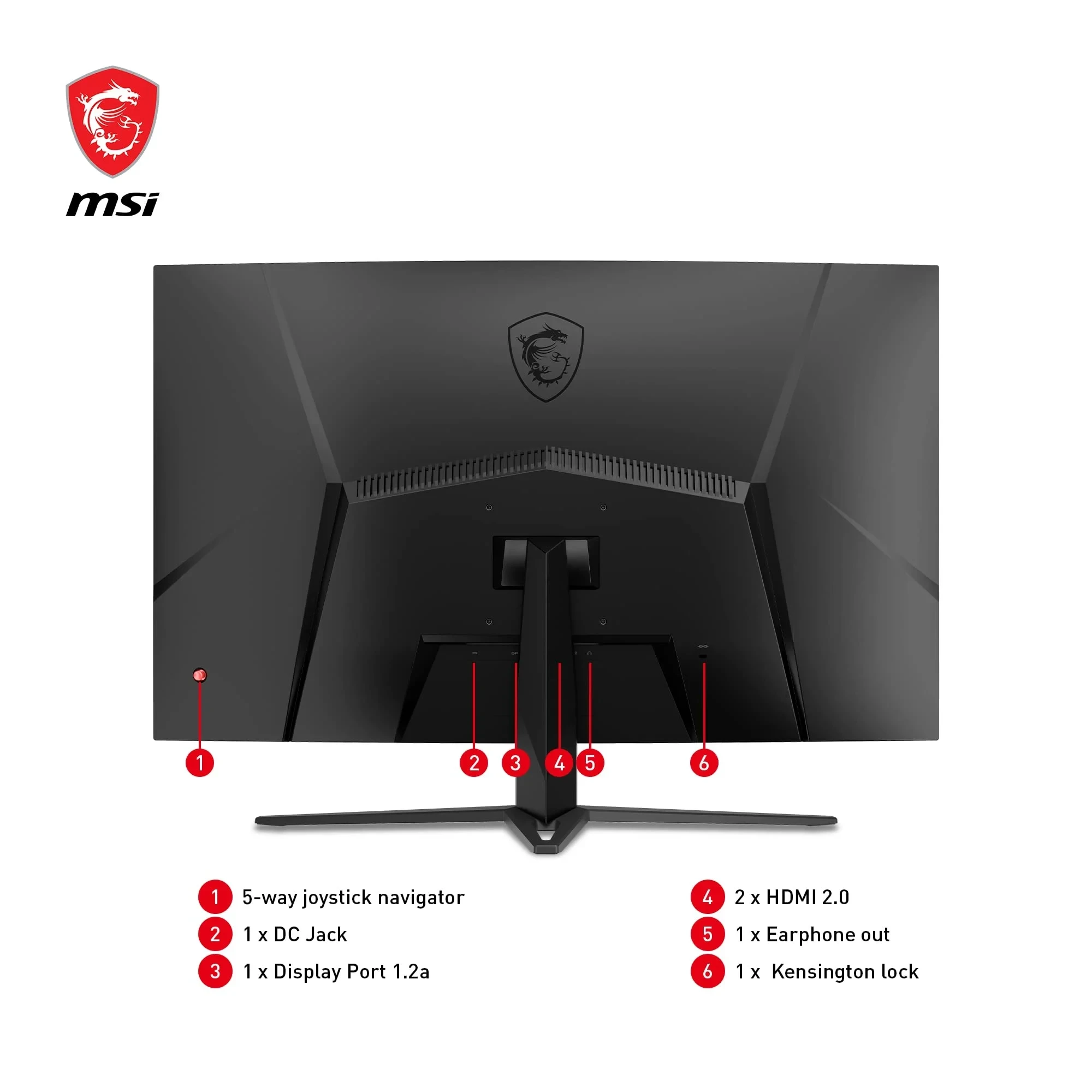 MSI G32C4X Écran PC Gaming Incurvé 31,5" FHD - Dalle VA 1500R, 1920x1080, 250Hz / 1ms, 16:9, FreeSync Premium - DisplayPort 1.2a, HDMI 2.0b