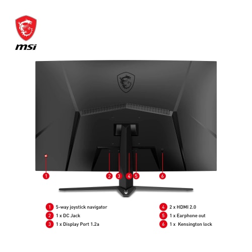 MSI G32C4X Écran PC Gaming Incurvé 31,5" FHD - Dalle VA 1500R, 1920x1080, 250Hz / 1ms, 16:9, FreeSync Premium - DisplayPort 1.2a, HDMI 2.0b
