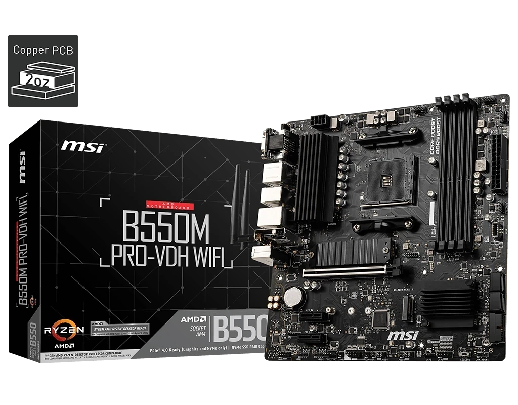 Memory PC Kit d'évolution PC Ryzen 7 5800X 8X 3.8 GHz, 16 GB DDR4, MSI B550 Pro VDH wifi, ventilateur Coolermaster Hyper 411 nano, Entièrement assemblé et testé