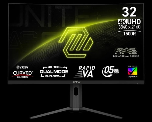 MSI G321CUPDF Écran PC Gaming Incurvé 31,5" 4K - Dalle VA 1500R,  3840x2160, 160Hz / 1ms  (copie)