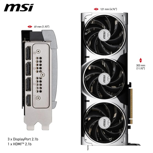MSI NVIDIA GeForce RTX 5070 Ti 16G Ventus 3X OC Carte Graphique - 16 Go GDDR7 (28 GB/s /256 Bits), PCIe 5.0 - Triple Ventilateur (3X Ventilateurs TORX 5.0), HDMI 2.1b, DisplayPort 2.1b