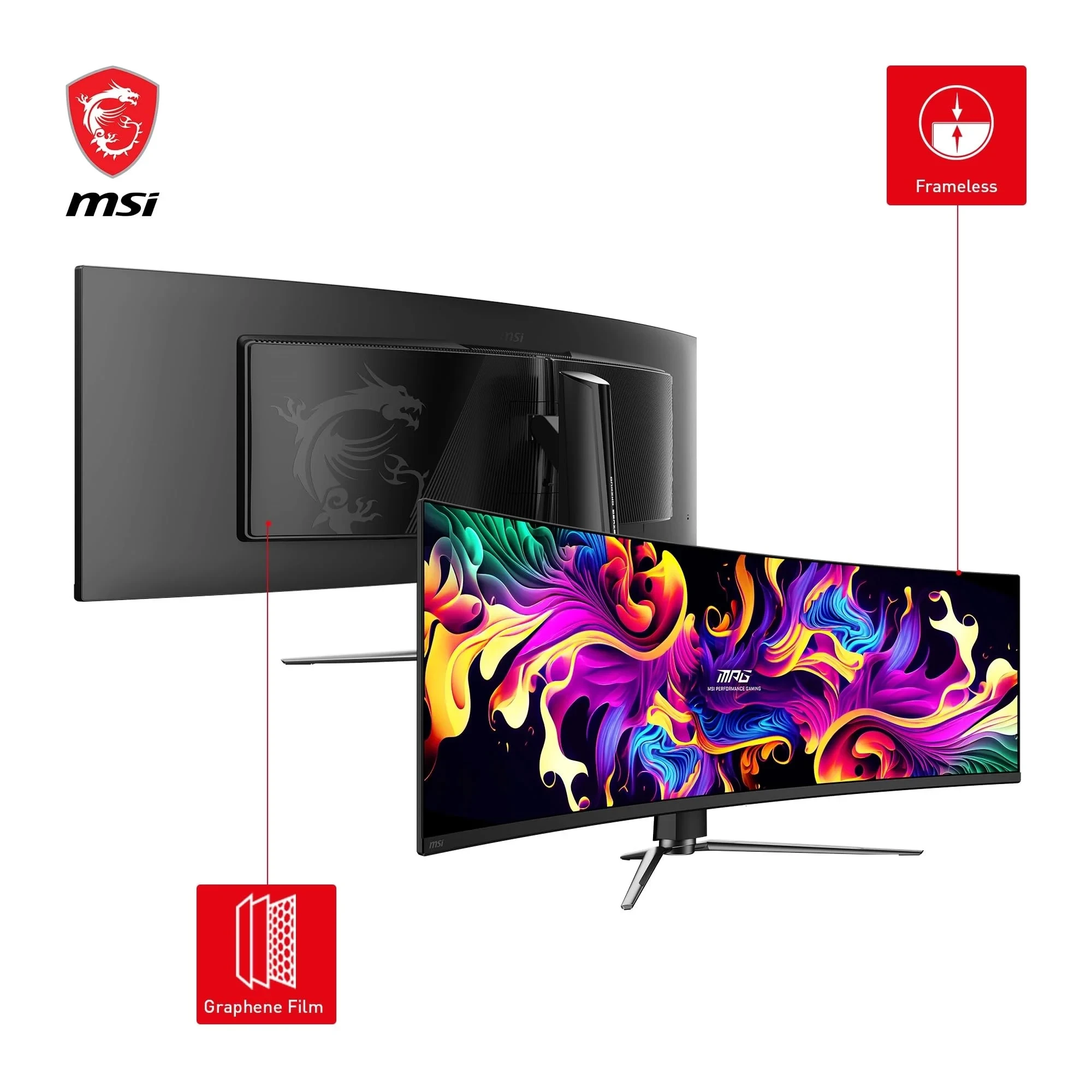 MSI MPG 491CQP QD-OLED Ecran Gaming incurvé 49'' DQHD - 1800R, Dalle Quantum Dot OLED 5120 x 1440, 144 Hz / 0.03 ms, 99% DCI-P3, ΔE≤2, DisplayHDR True Black 400, KVM - DP 1.4a, HDMI 2.1, USB Type-C