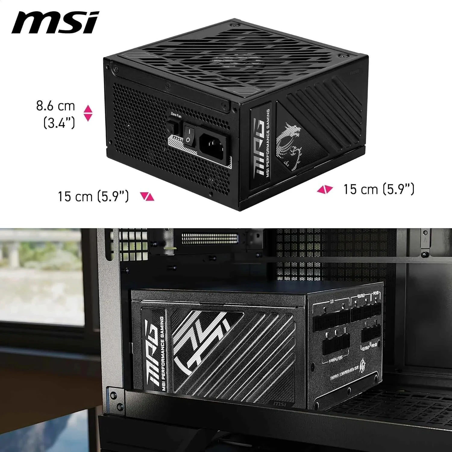 Alimentation MSI 850W MPG A850GS Certifié 80 Plus Gold, ATX 3.1,
