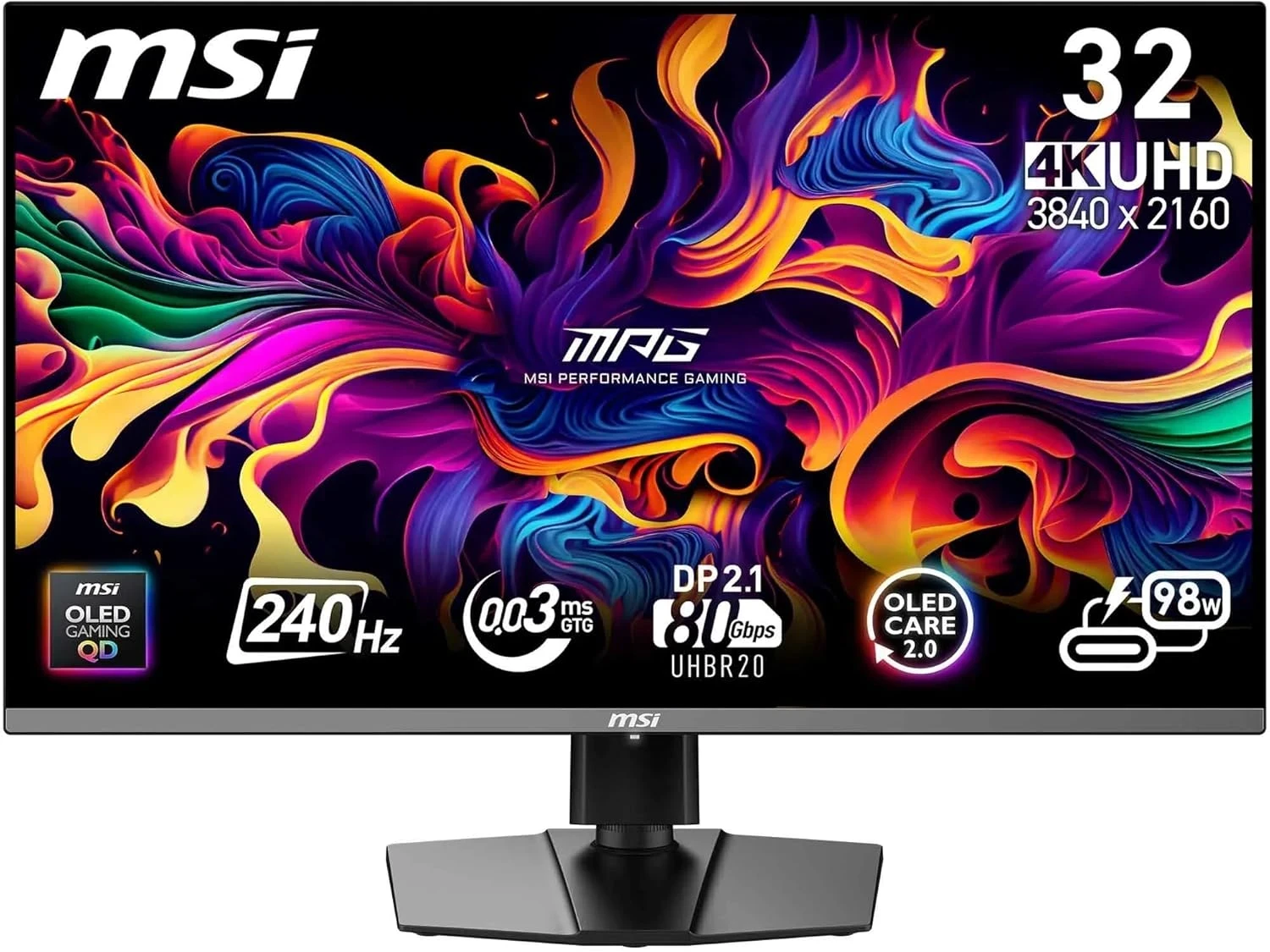 MSI MPG 322URX QD-OLED écran Plat de PC 80 cm (31.5") 3840 x 2160 Pixels 4K Ultra HD Noir