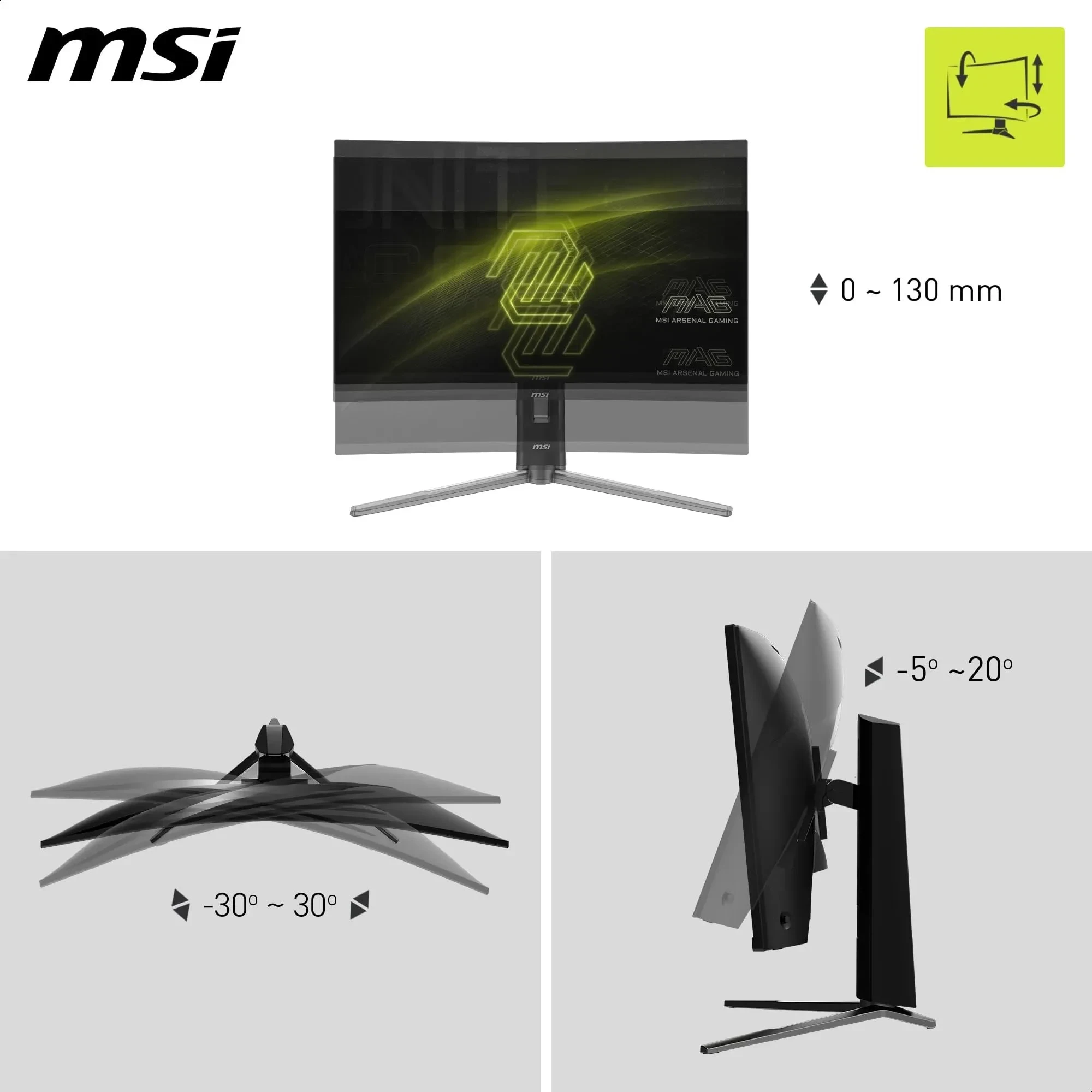 MSI MAG 32CQ6PF Écran Gaming incurvé FHD de 32" - Dalle Rapid VA 2560 x 1440 1500R, 180 Hz / 0,5ms -GtG, DisplayHDR 400, Adaptive Sync, DP 1.4, HDMI 2.0 CEC