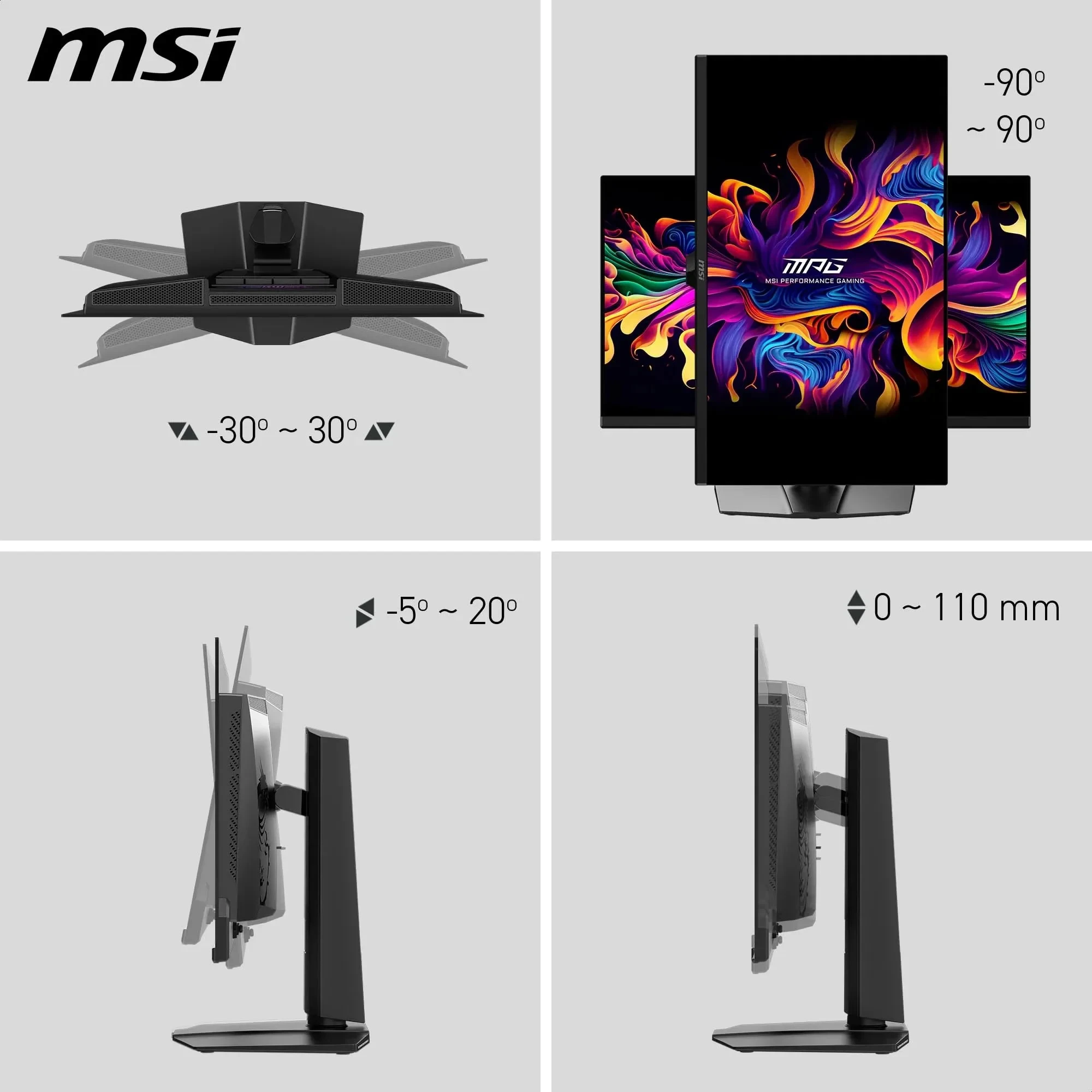 MSI MPG 271QR QD-OLED X50 écran Gaming 27 Pouces WQHD - Dalle Quantum Dot OLED 2560 x 1440, 500Hz / 0,03ms, DisplayHDR True Black 500, capteur AI Care, HDMI™ 2.1, DP 2.1a, USB C (98 W PD), Noir