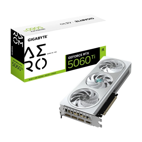 GIGABYTE GeForce RTX 5060 Ti Aero OC 16G Carte Graphique – 16 Go GDDR7, 128 Bits, PCI-E 5.0, 2647MHz Fréquence du processeur, 3 x DisplayPort, 1 x HDMI, GV-N506TAERO OC-16GD