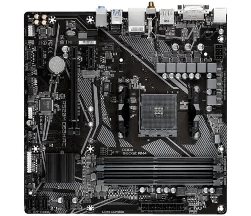 GIGABYTE A520M DS3H AC Carte Mère - Processeurs AMD Ryzen 5000 Series, VRM 5+3 Phases, jusqu'à 4733 MHz DDR5 (OC), 1xPCIe 3.0 M.2, LAN GbE, WiFi 5, USB 3.2 Gen 1
