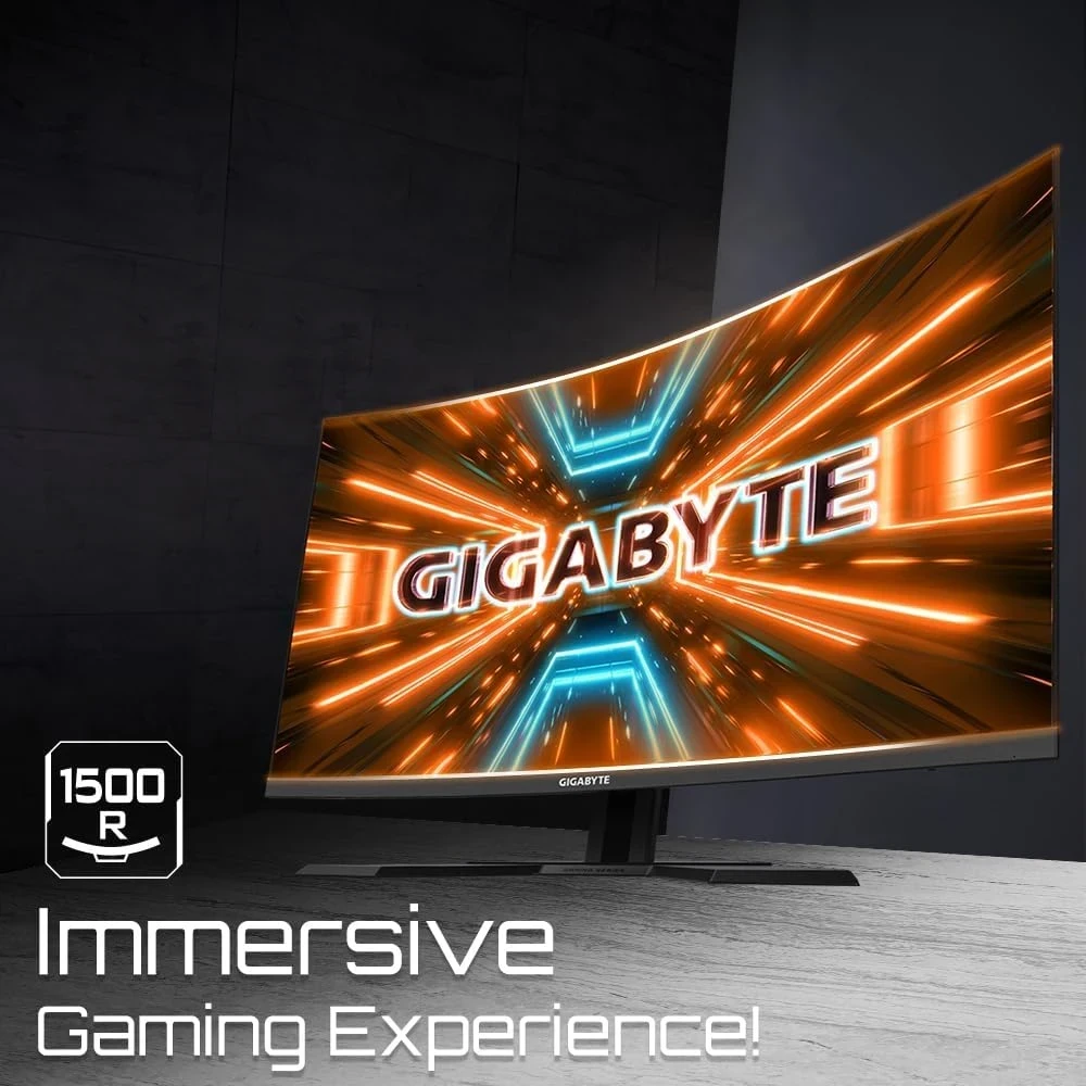  GIGABYTE G32QC A Moniteur de jeu incurvé 31,5" QHD - 2560 x 1440, 1500R, 165Hz, 1ms, 350 cd/m², FreeSync Premium Pro, Display HDR400, HDMI 2.0, DisplayPort 1.2