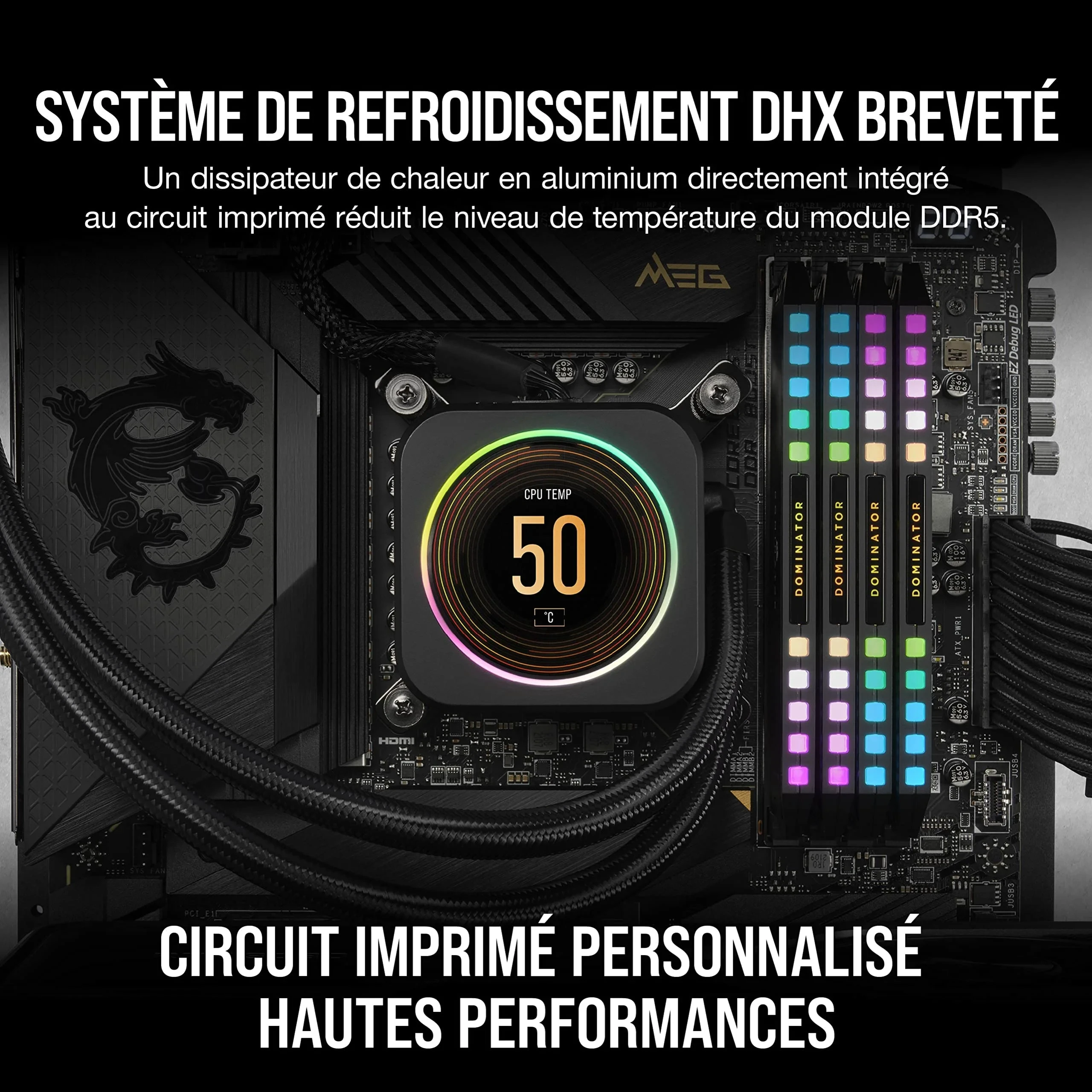 CORSAIR Dominator Platinum RGB DDR5 RAM 32Go (2x16Go) 5600MHz CL36 Intel XMP Compatible iCUE Mémoire d'Ordinateur - Noir (CMT32GX5M2X5600C36)