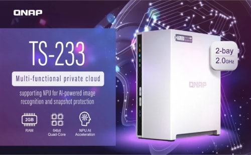 QNAP TS-233 serveur de stockage NAS Mini Tower ARM Cortex-A55 2 Go QNAP QTS Blanc