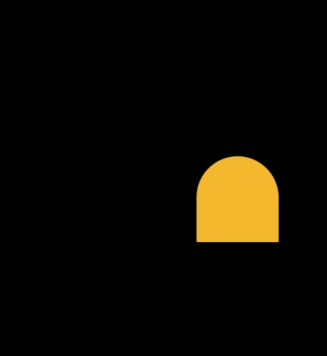 Icône représentant une porte jaune ou une entrée en forme d'arche sur fond noir.