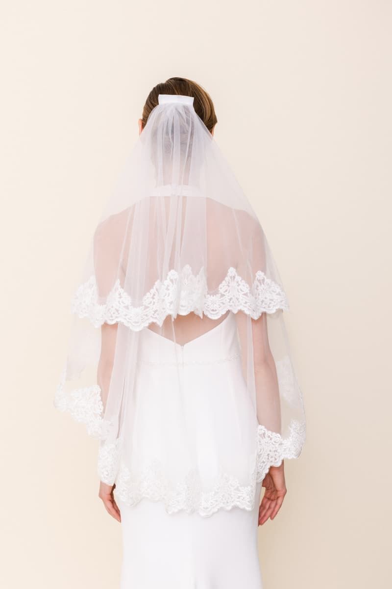 VOILE MARIAGE COURT DENTELLE 02
