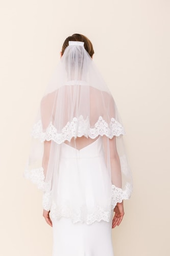 VOILE MARIAGE COURT DENTELLE 02