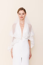 VOILE MARIAGE COURT DENTELLE 02