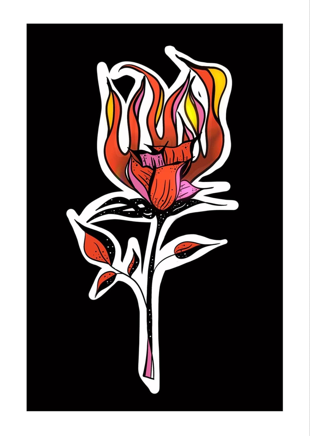 Affiche "BURNING UP" noir par Kiki gunn