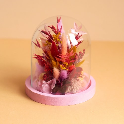 Cloche fleurie M rose