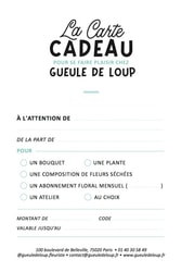 Carte cadeau Gueule de Loup