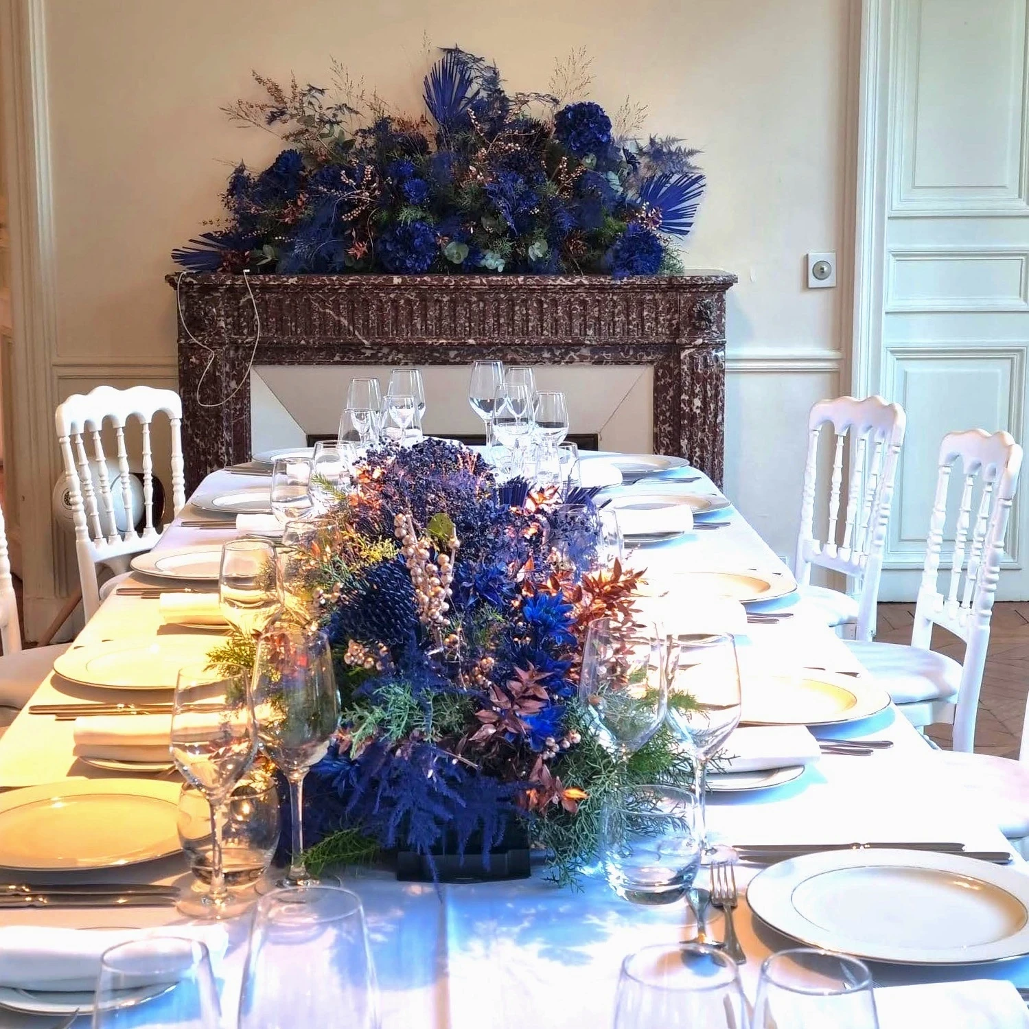 Décor floral fleurs artificielles rouge orange