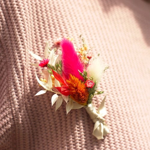bouquet de mariée automne rouge orange pampa