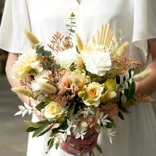 boutonnière fleurs séchées coloré peps