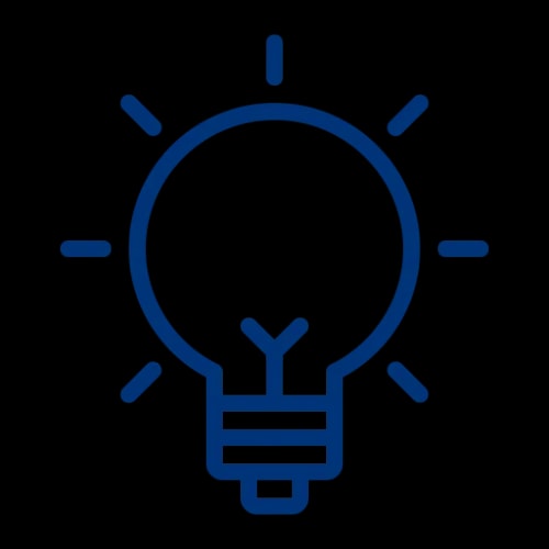 Icône d'ampoule représentant une idée ou l'innovation.