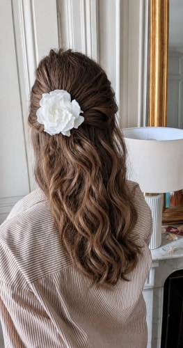 Pince à cheveux gardénia stabilisé – Accessoire coiffure mariage sur mesure