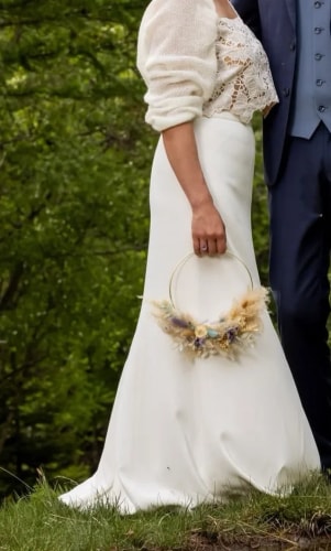 Demi-couronne naturel en fleurs séchées - mariage 2022