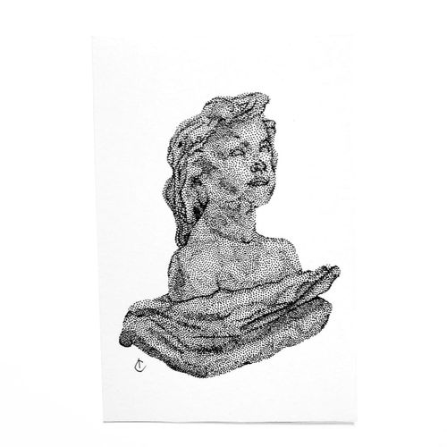 Illustration originale d'après La petite châtelaine de Camille Claudel - 10x15 cm