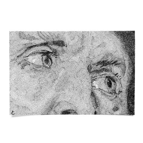 Illustration originale d'après Tête d'un homme barbu de Antoon van Dyck - 10x15 cm