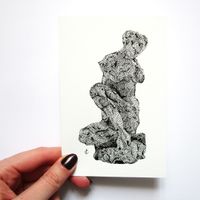 Illustration originale d'après la Femme accroupie de Jean-Baptiste Carpeaux - 10x15 cm